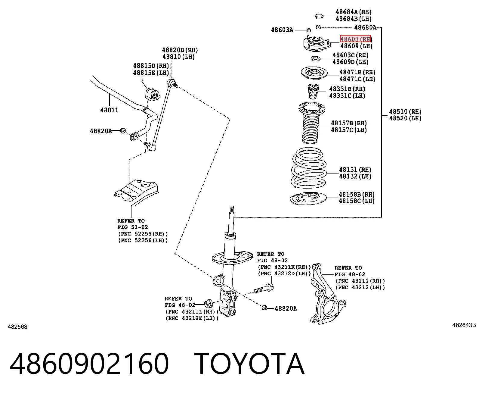 4860902160 Toyota Poduszka amortyzatora przedniego