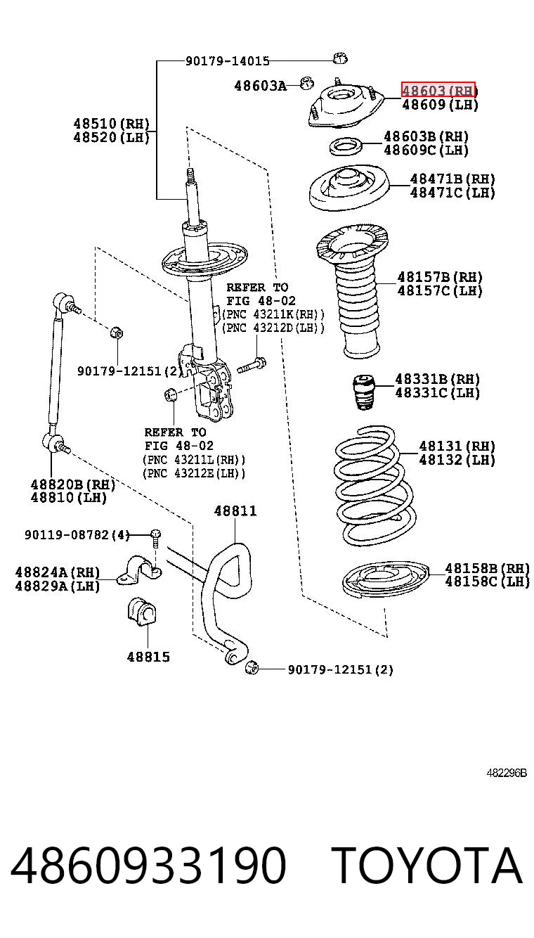 4860933190 Toyota Poduszka amortyzatora przedniego