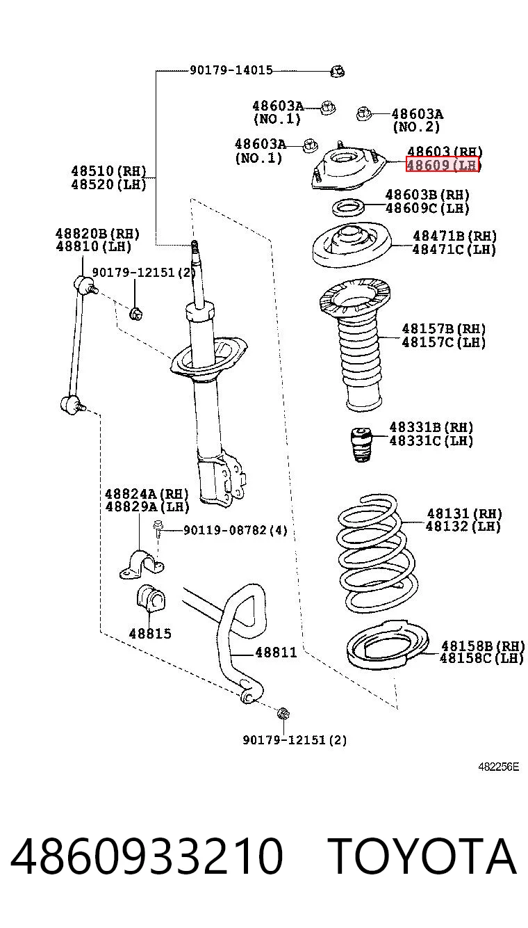 4860933210 Toyota Poduszka amortyzatora przedniego