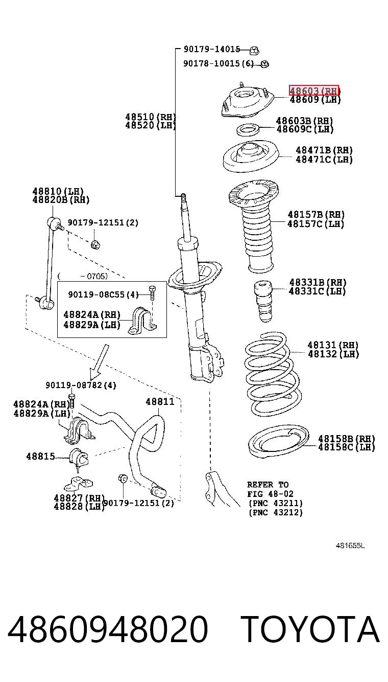 4860948020 Toyota Poduszka amortyzatora przedniego