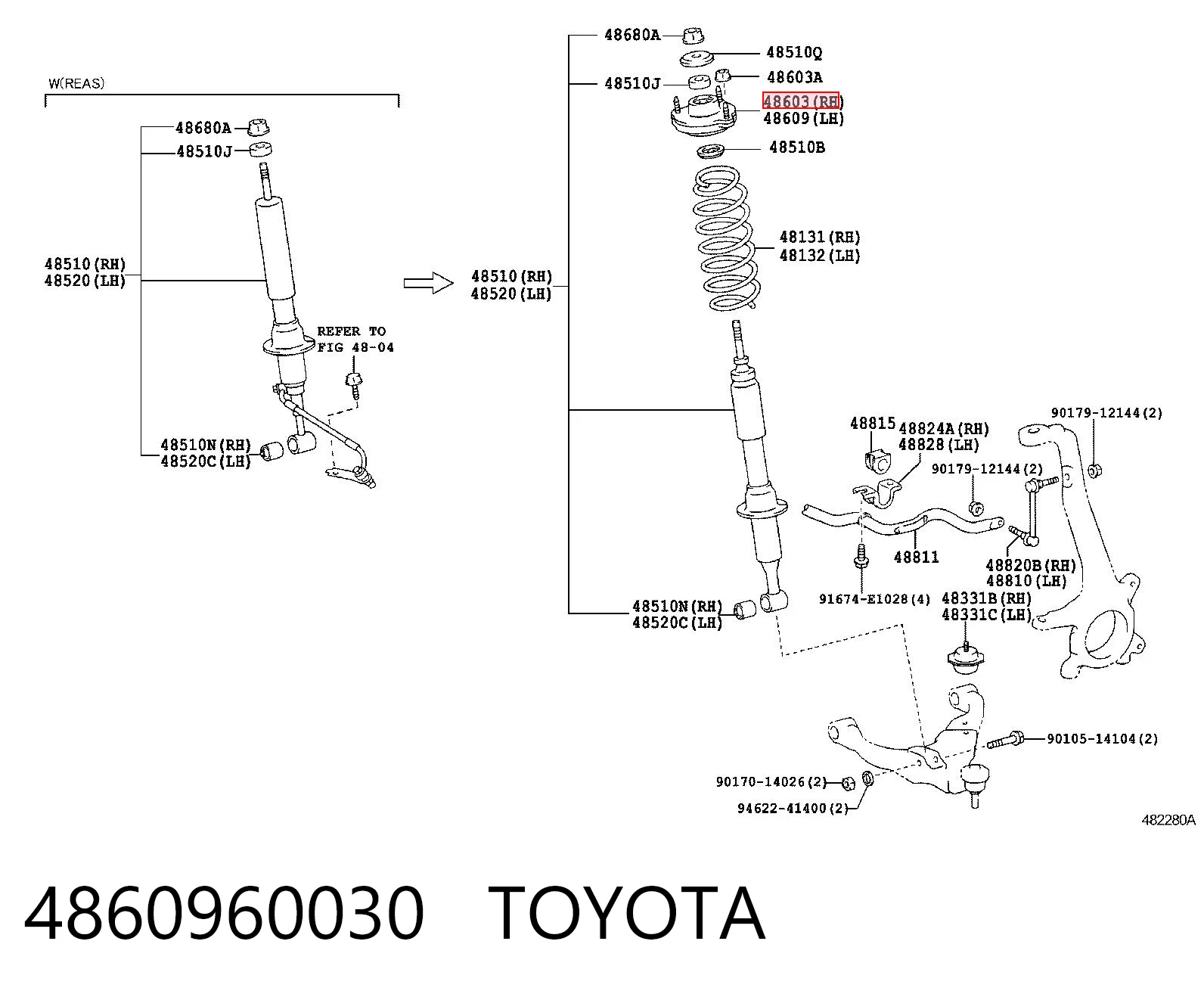 4860960030 Toyota Poduszka amortyzatora przedniego