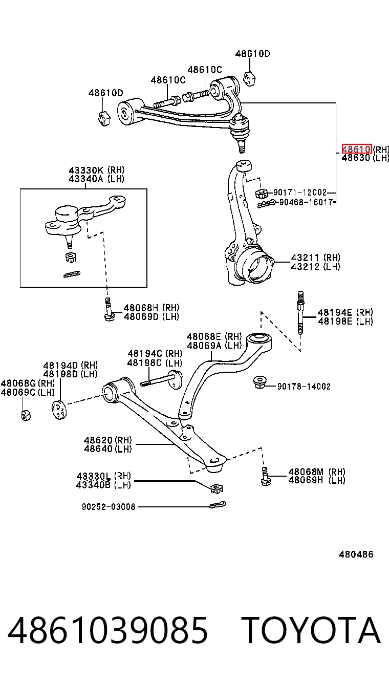 Wahacz zawieszenia przedniego prawy górny Lexus GS sedana (JZS160) (1997 - 2005) cena, od 84,15 USD