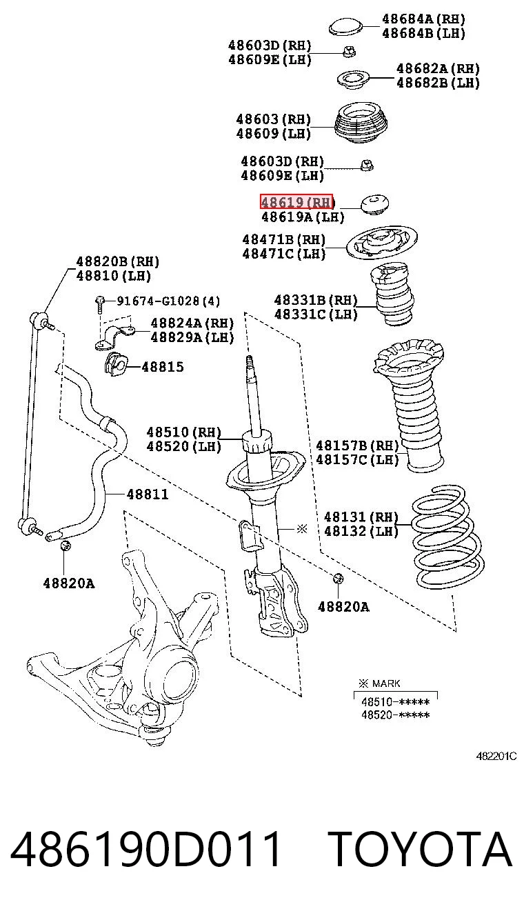 486190D011 Toyota Łożysko podporowe amortyzatora przedniego