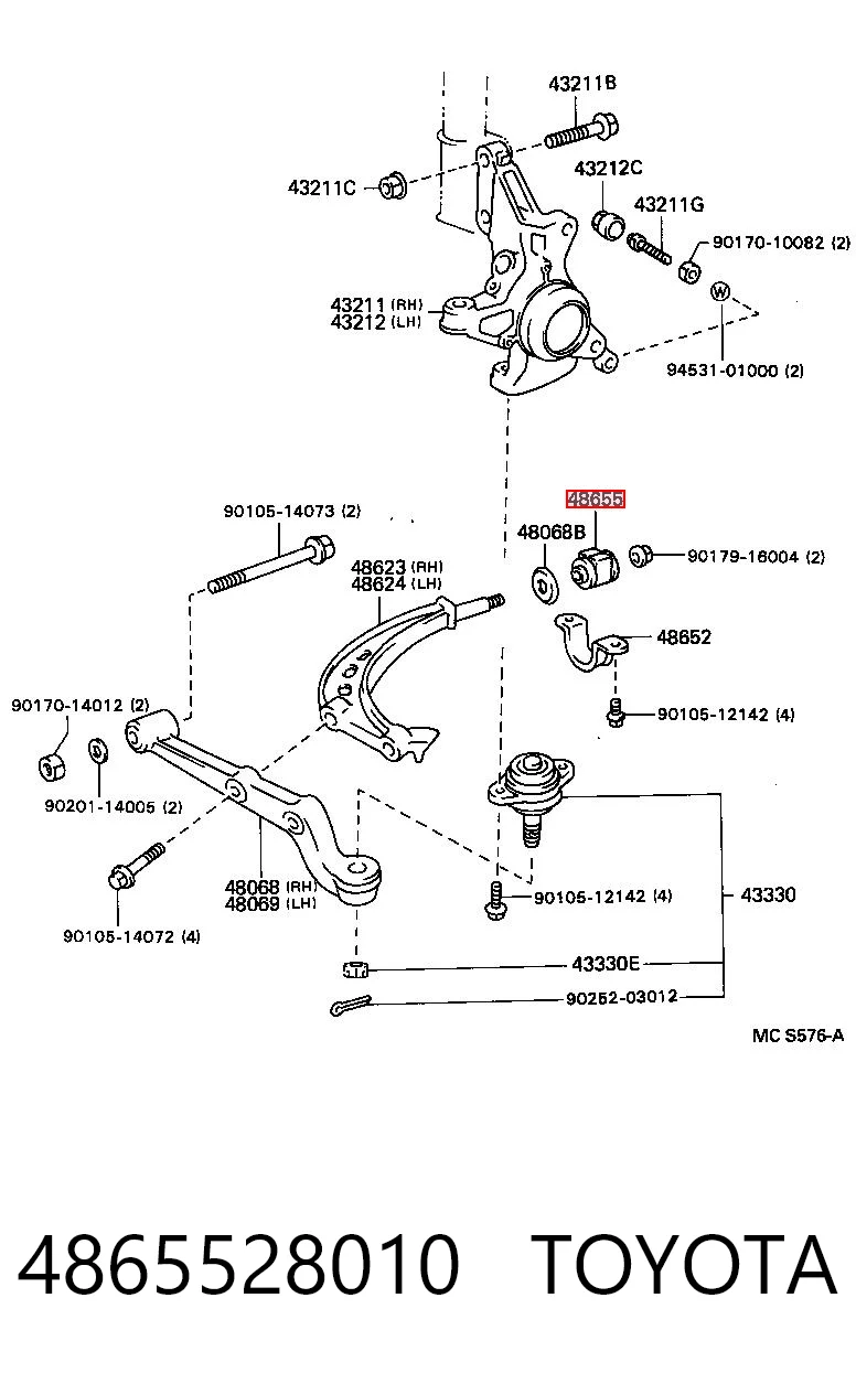 Silentblock przedniego wahacza dolnego do Toyota Previa  TCR1, TCR2