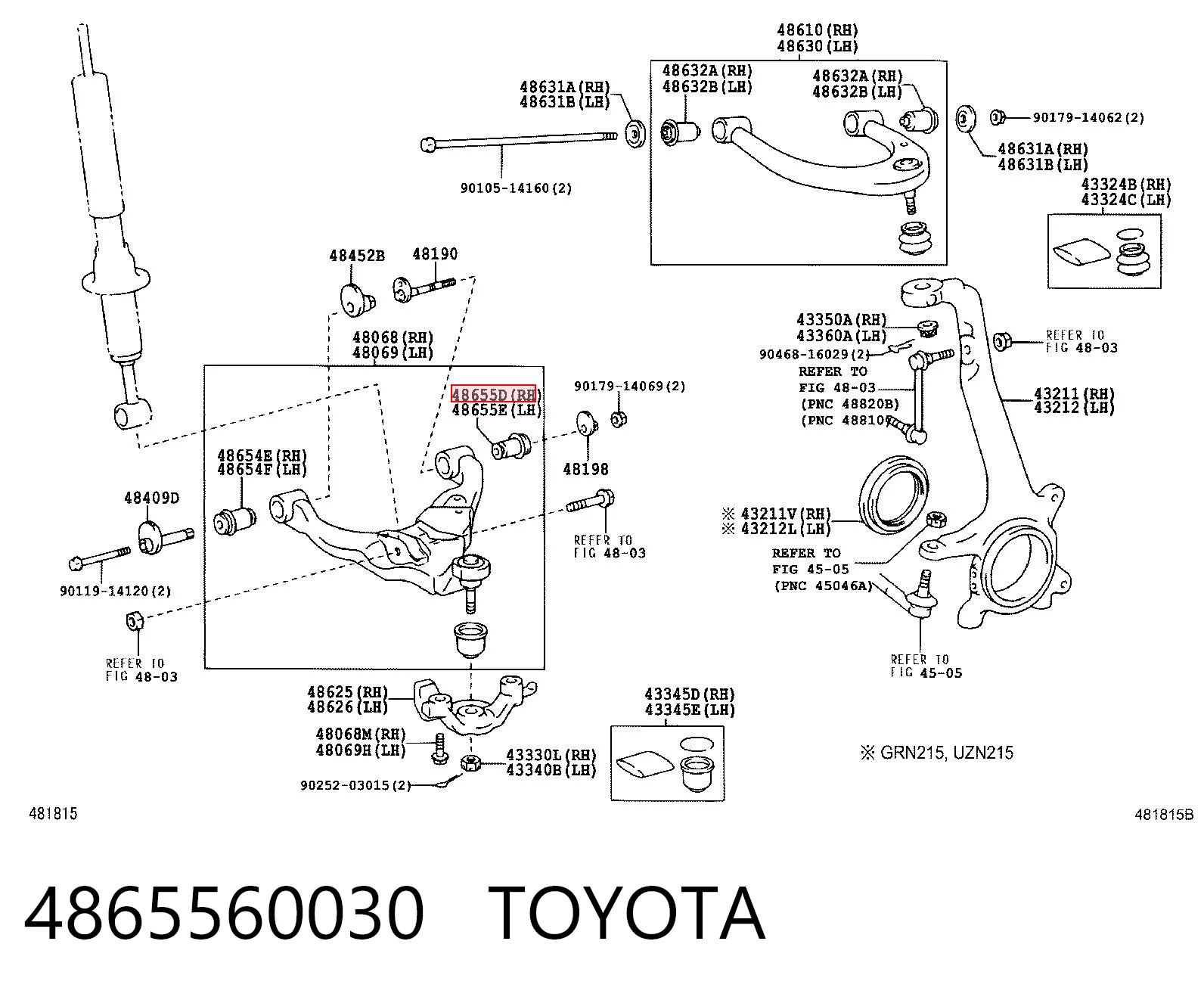 4865560030 Toyota Silentblock przedniego wahacza dolnego