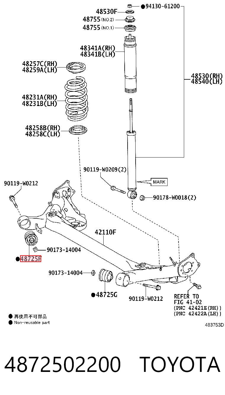 4872502200 Toyota Silentblock tylnej belki