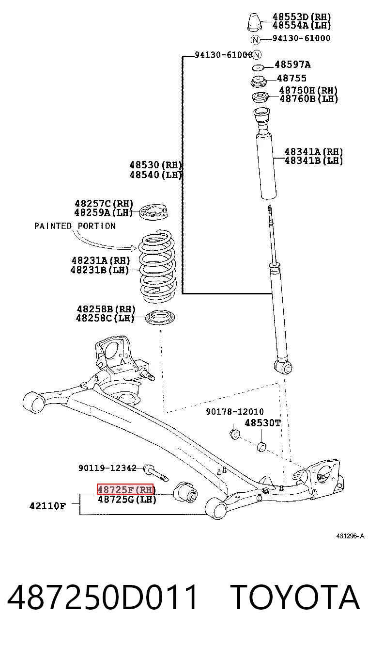 487250D011 Toyota Silentblock tylnej belki