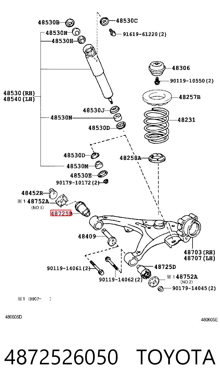 4872526050 Toyota Silentblock wahacza tylnego dolnego