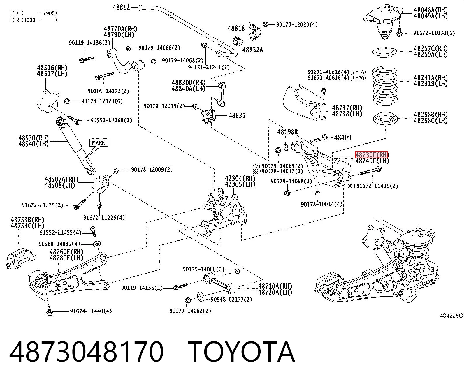 4873048170 Toyota Wahacz zawieszenia tylnego poprzeczny