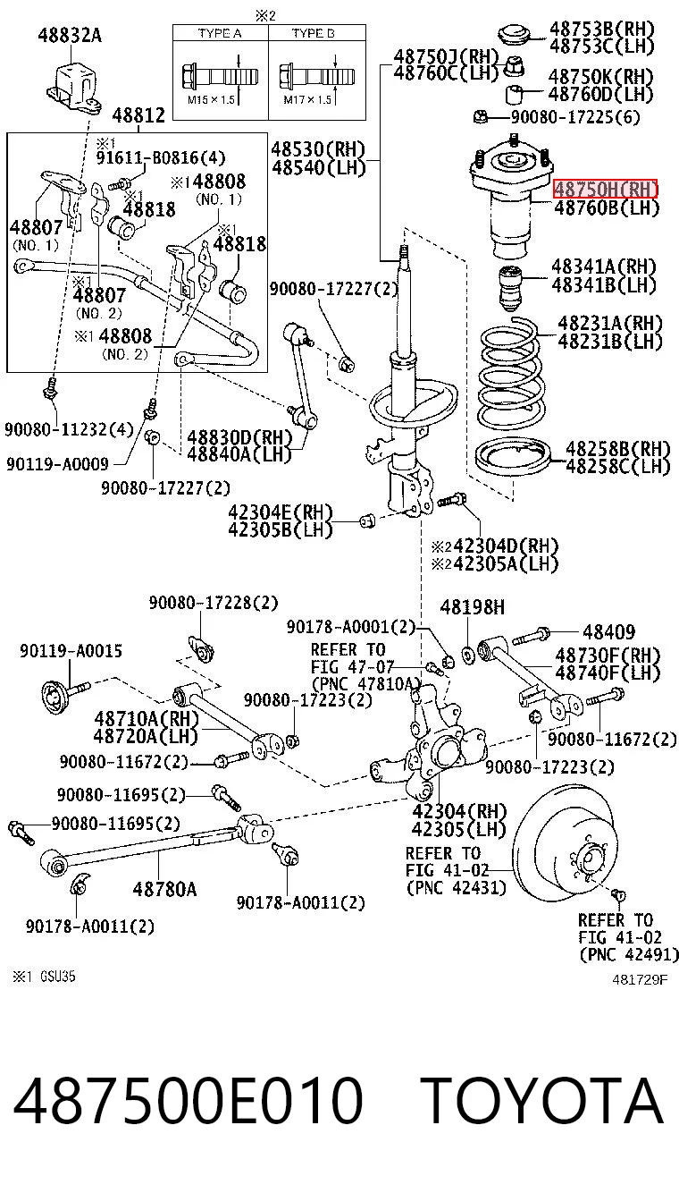 487500E010 Toyota Poduszka amortyzatora tylnego prawego