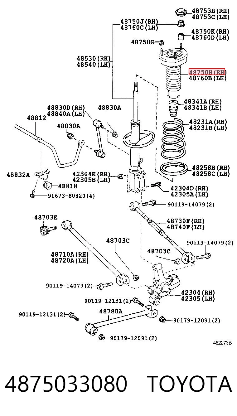 4875033080 Toyota Poduszka amortyzatora tylnego prawego