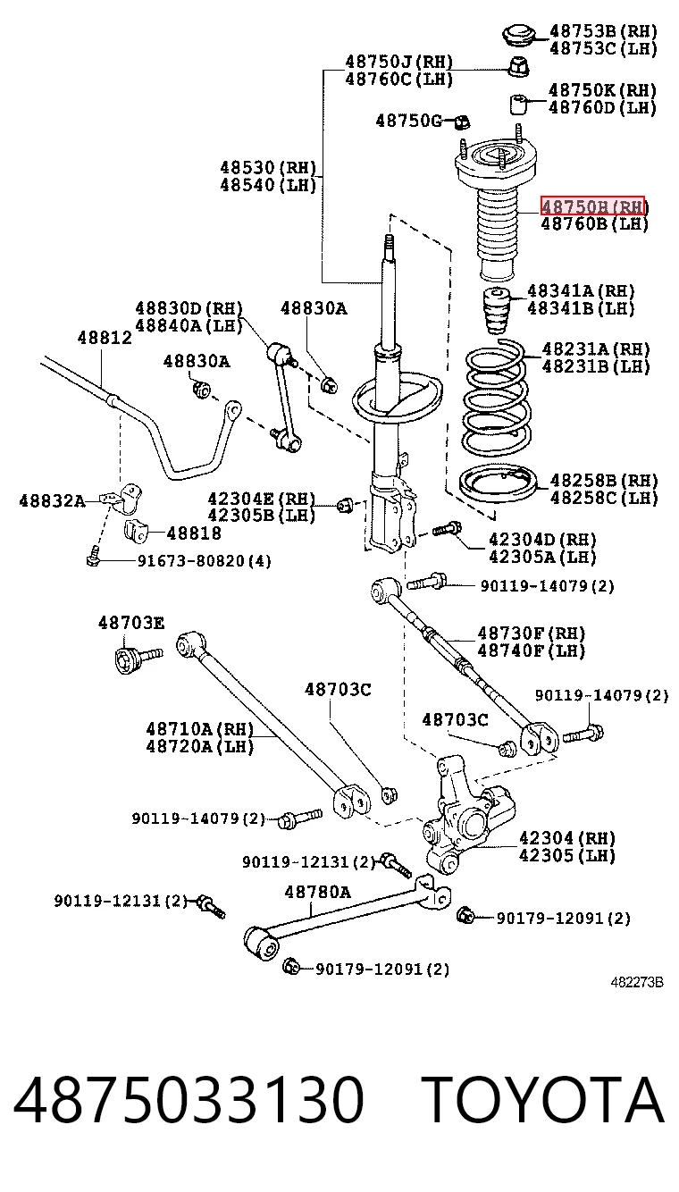 4875033130 Toyota Poduszka amortyzatora tylnego prawego