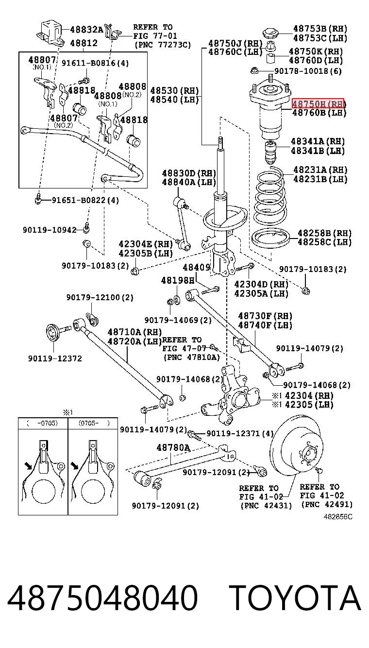 4875048040 Toyota Poduszka amortyzatora tylnego prawego