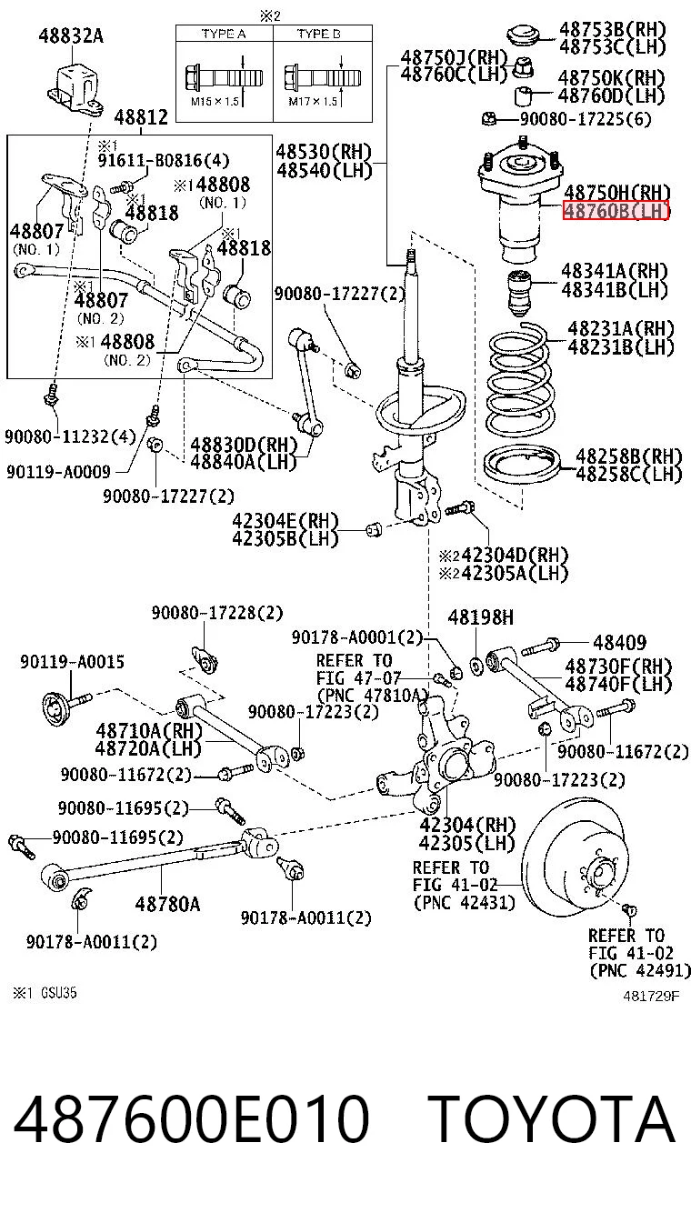 487600E010 Toyota Poduszka amortyzatora tylnego lewego