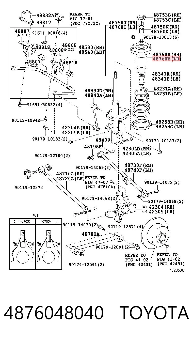 4876048040 Toyota Poduszka amortyzatora tylnego lewego