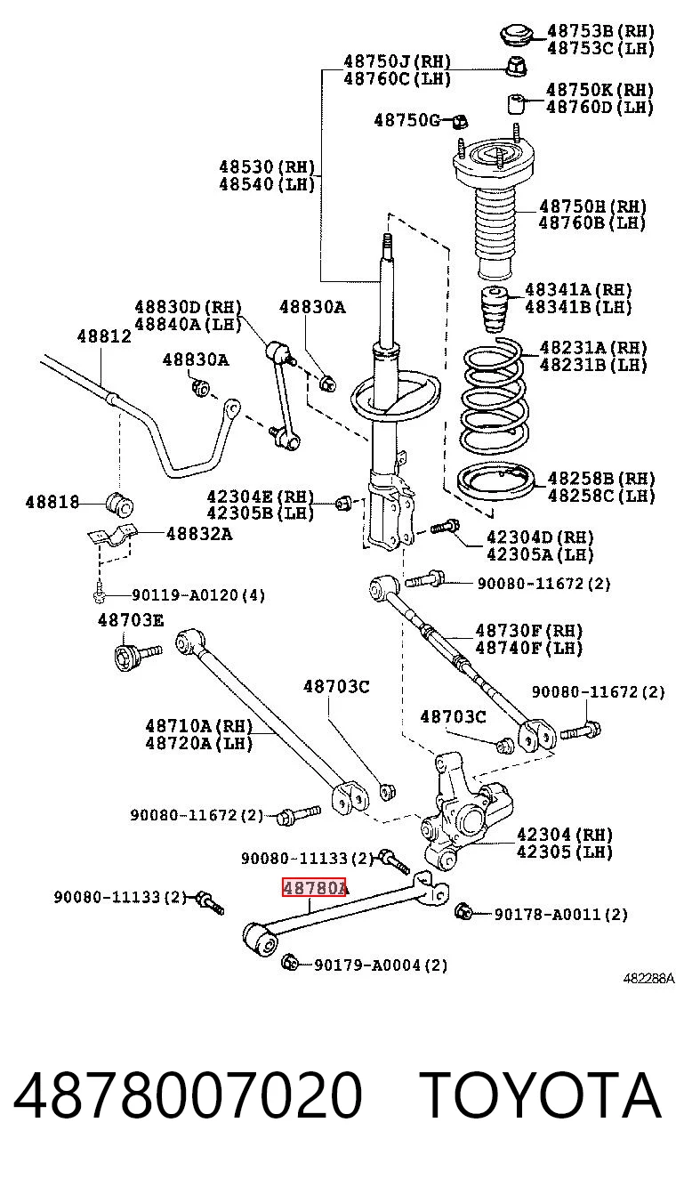 4878007020 Toyota Drążek podłużny zawieszenia tylnego