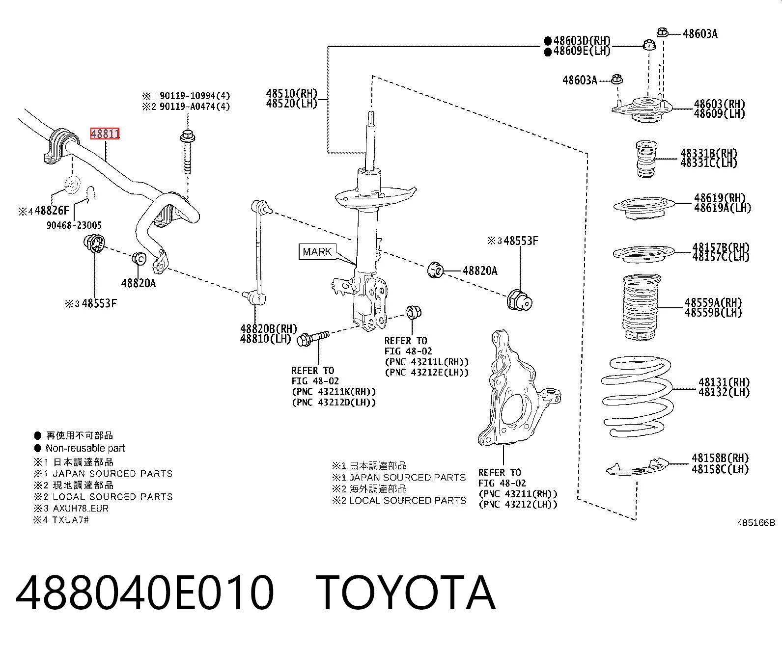 488040E010 Toyota Stabilizator przedni