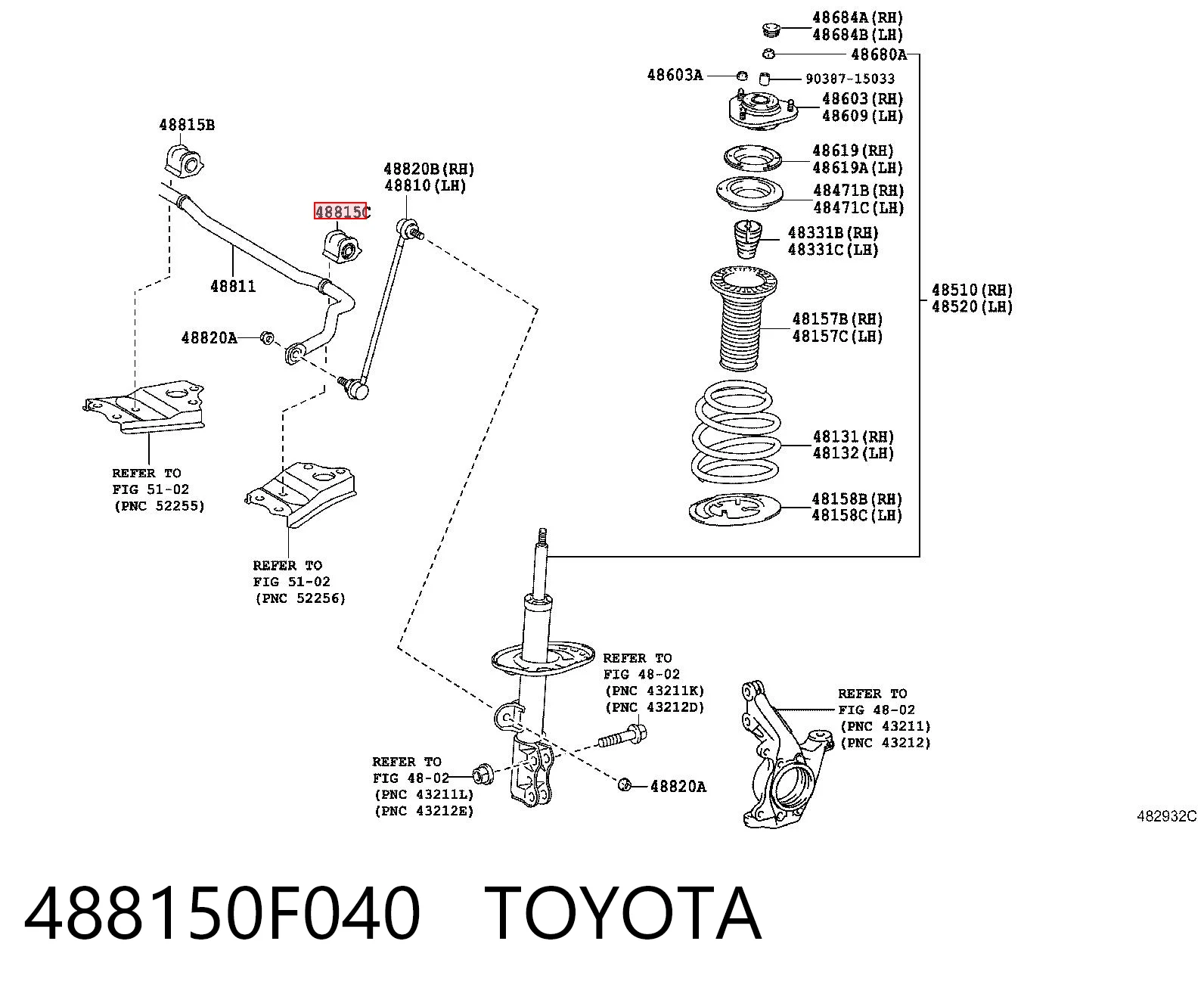 488150F040 Toyota Tuleja stabilizatora przedniego lewa