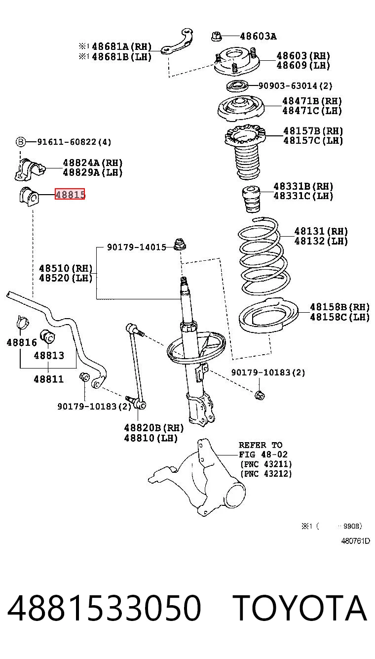 4881533050 Toyota Tuleja stabilizatora przedniego