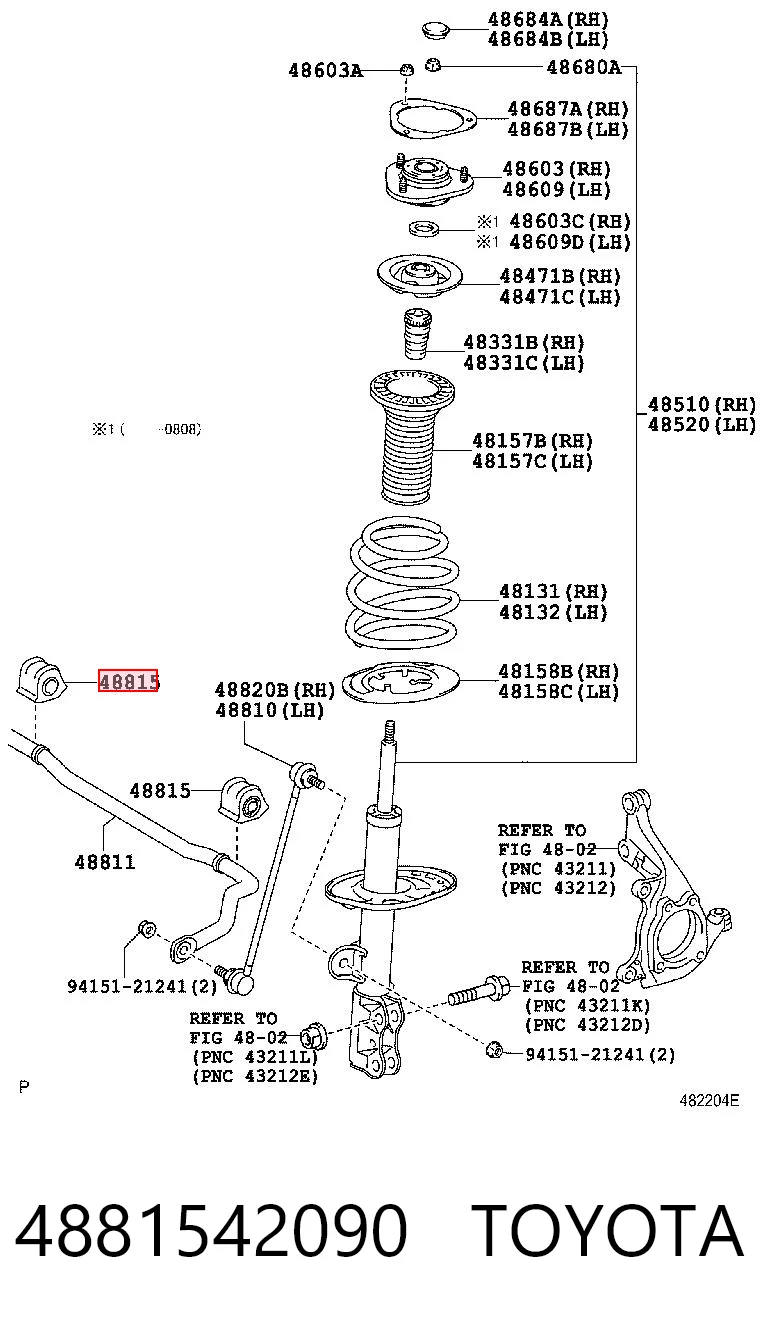 4881542090 Toyota Tuleja stabilizatora przedniego lewa