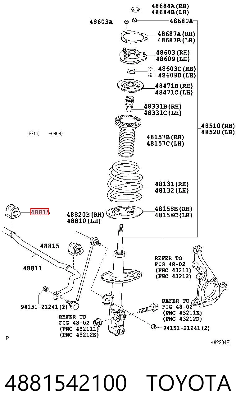 4881542100 Toyota Tuleja stabilizatora przedniego prawa