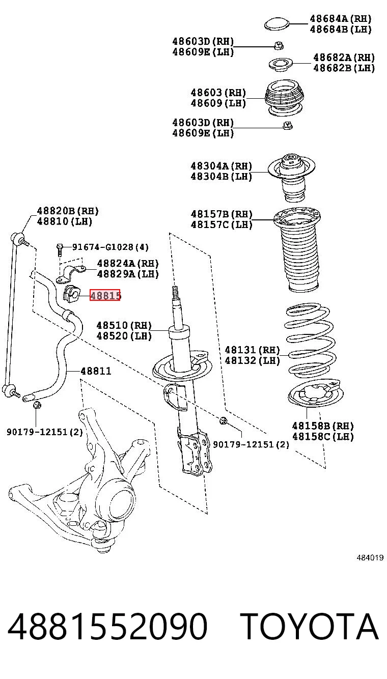 4881552090 Toyota Tuleja stabilizatora przedniego