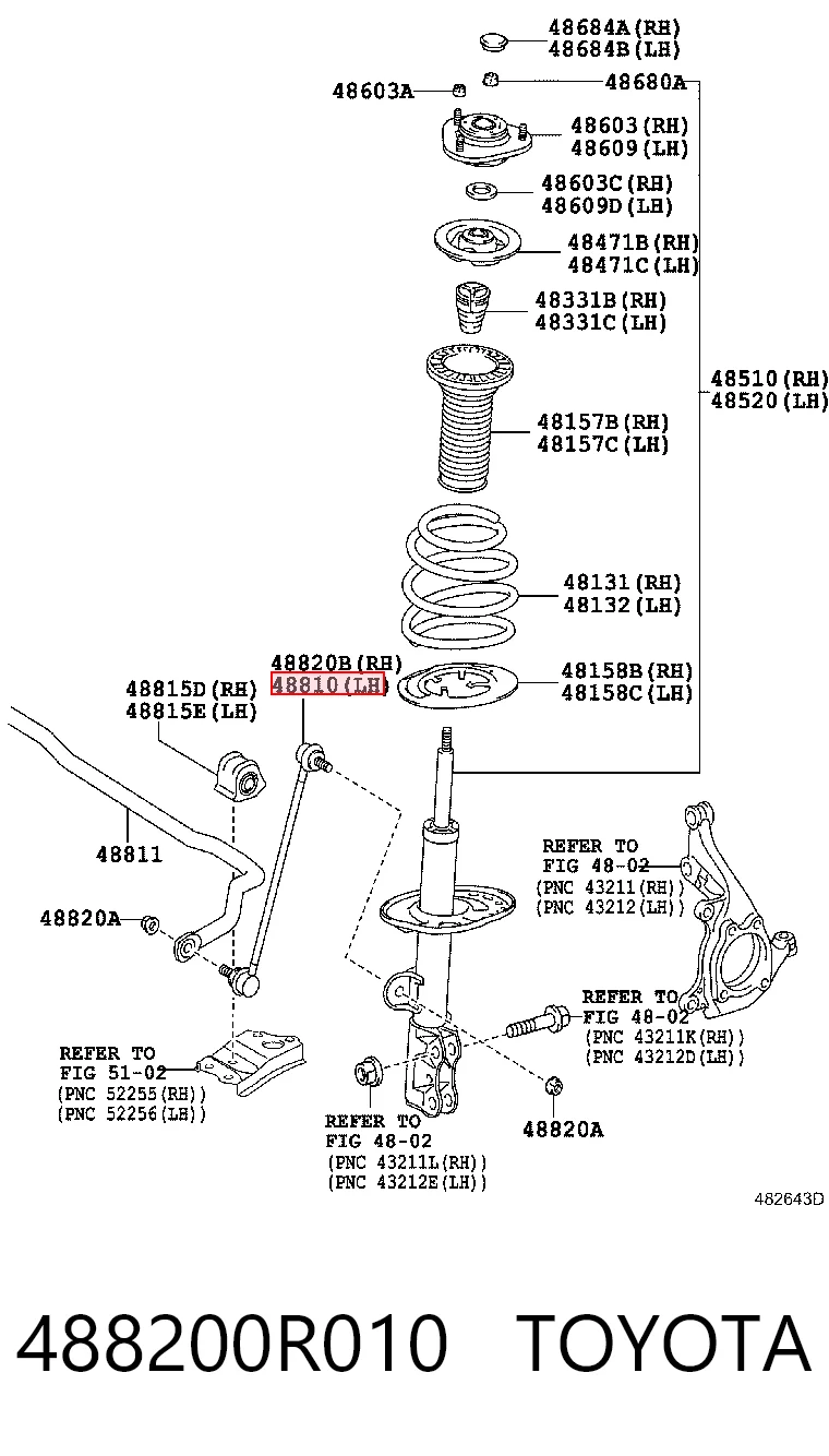 488200R010 Toyota Łącznik stabilizatora przedniego