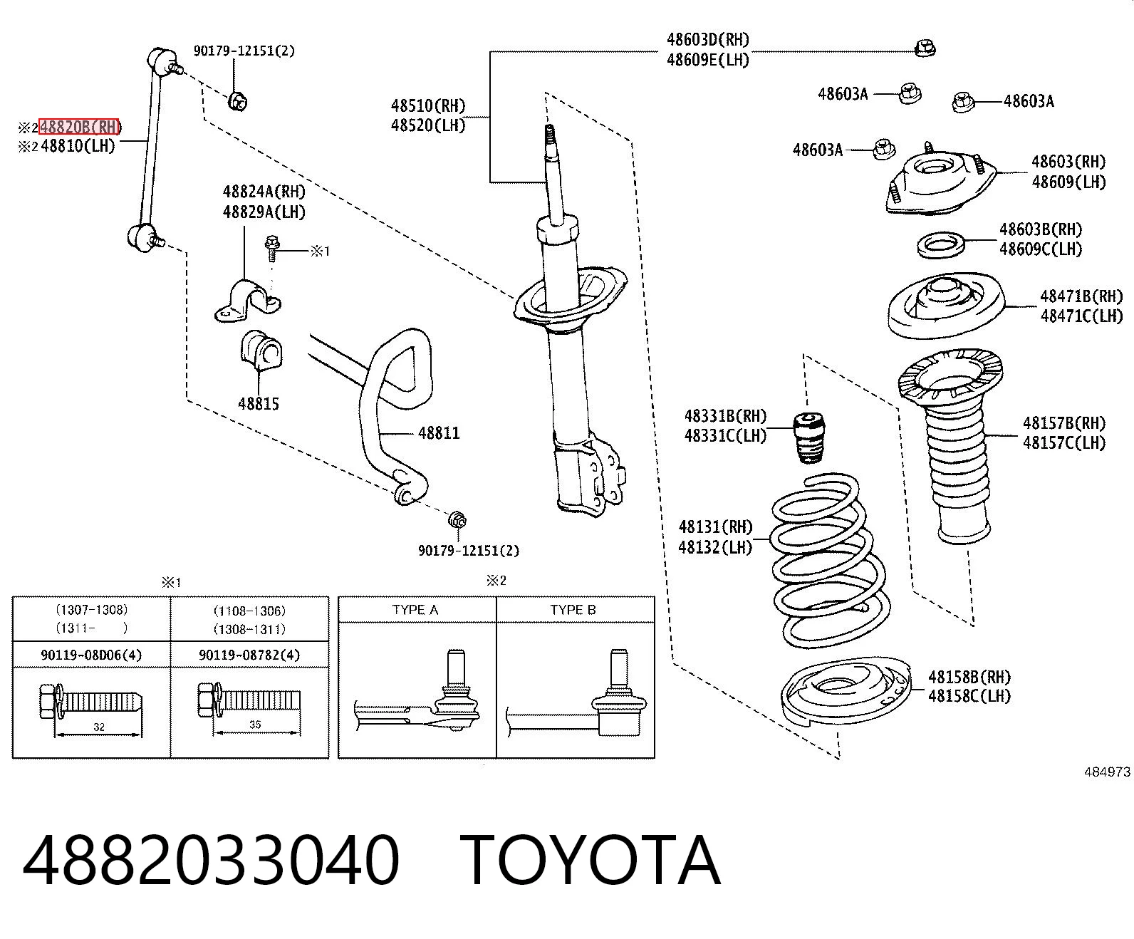 4882033040 Toyota Łącznik stabilizatora przedniego