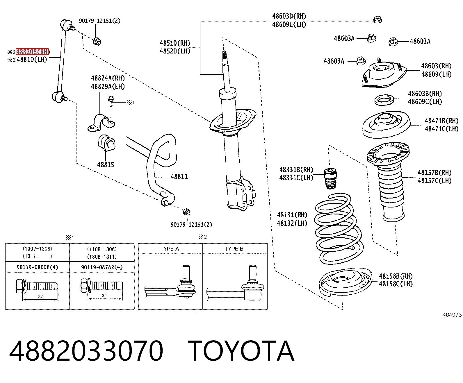 4882033070 Toyota Łącznik stabilizatora przedniego