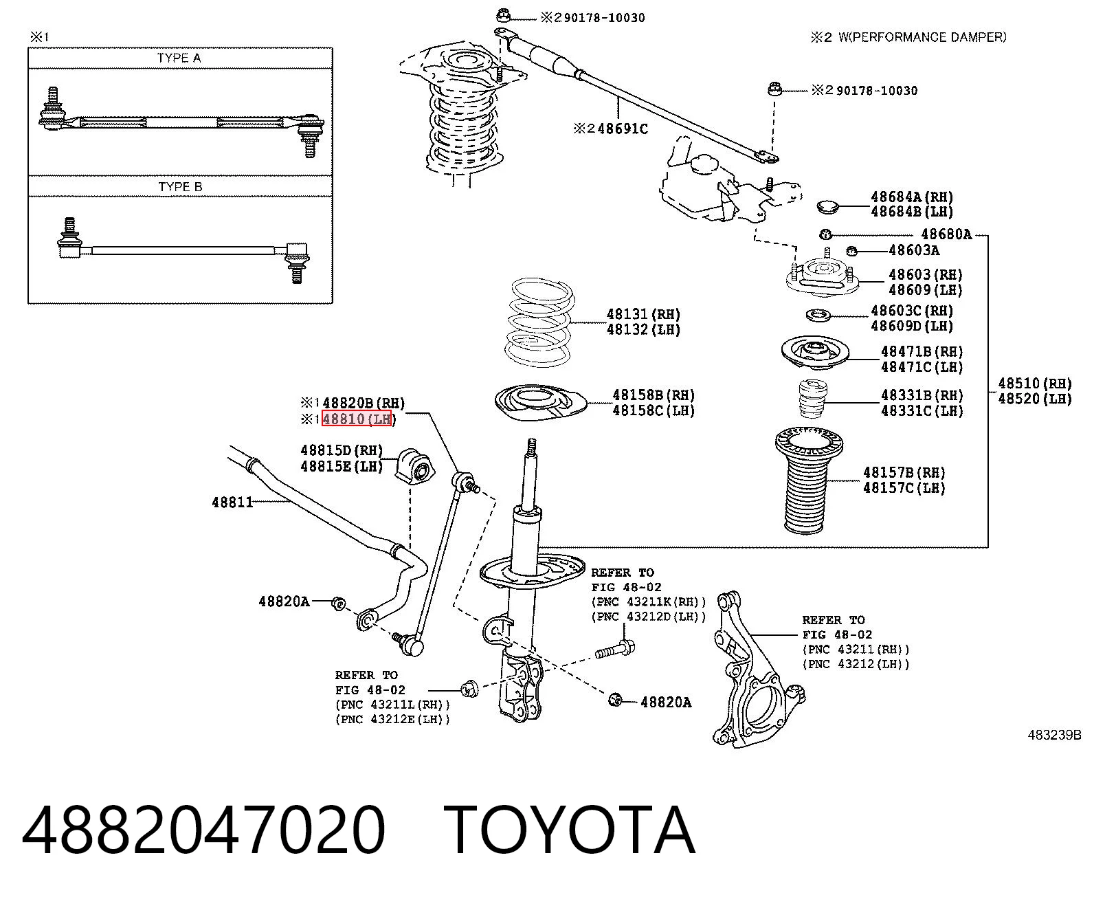4882047020 Toyota Łącznik stabilizatora przedniego