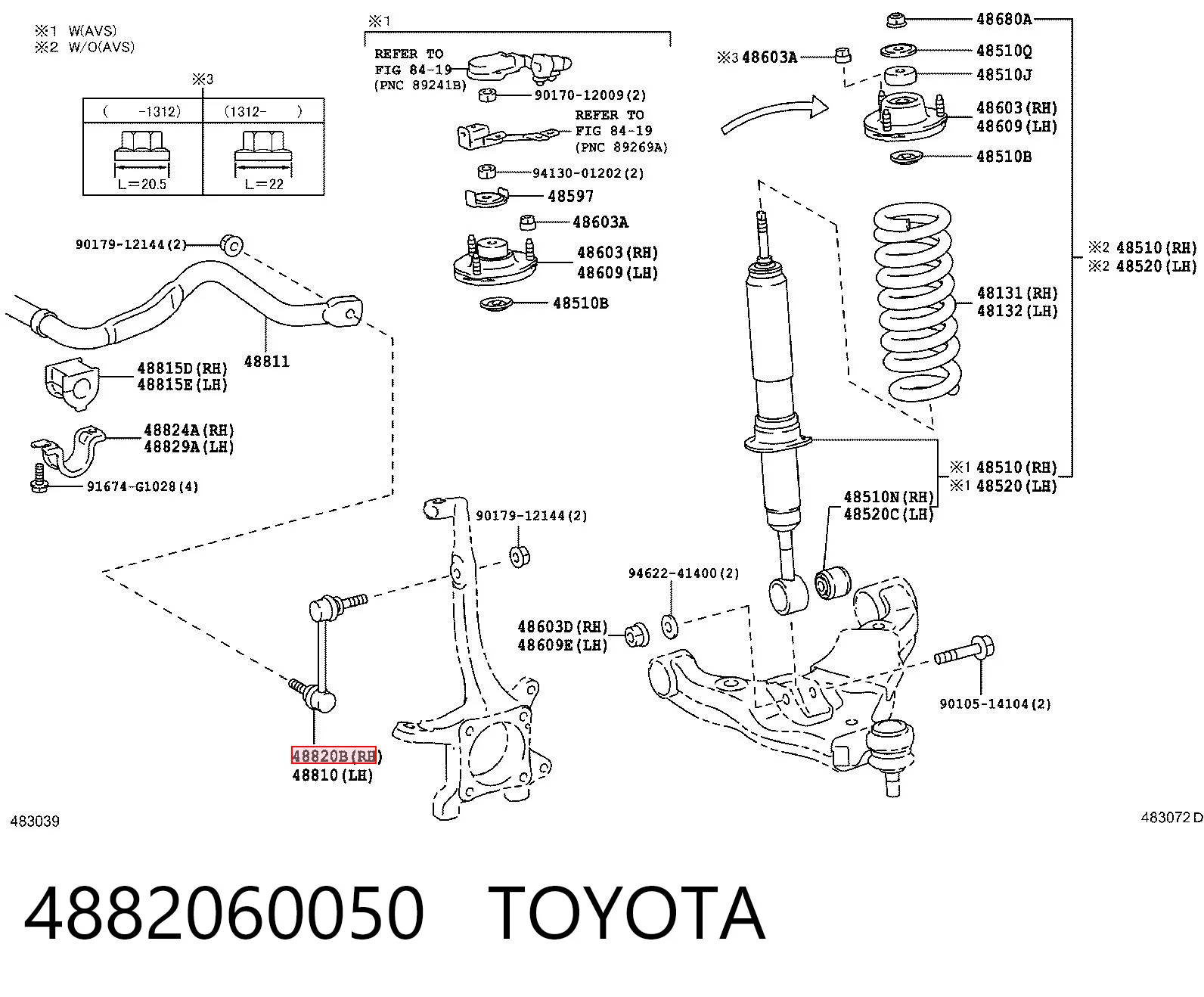 4882060050 Toyota Łącznik stabilizatora przedniego prawy