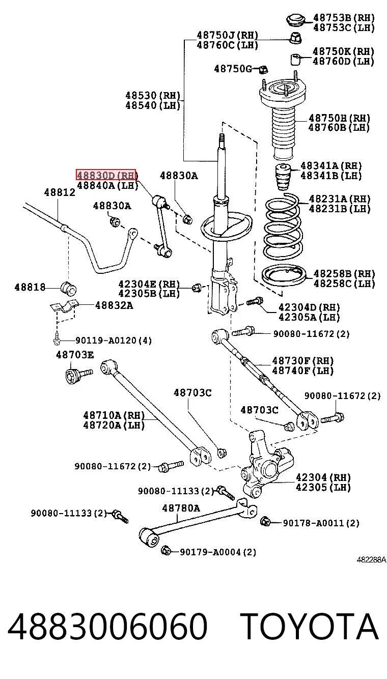 4883006060 Toyota Łącznik stabilizatora tylnego