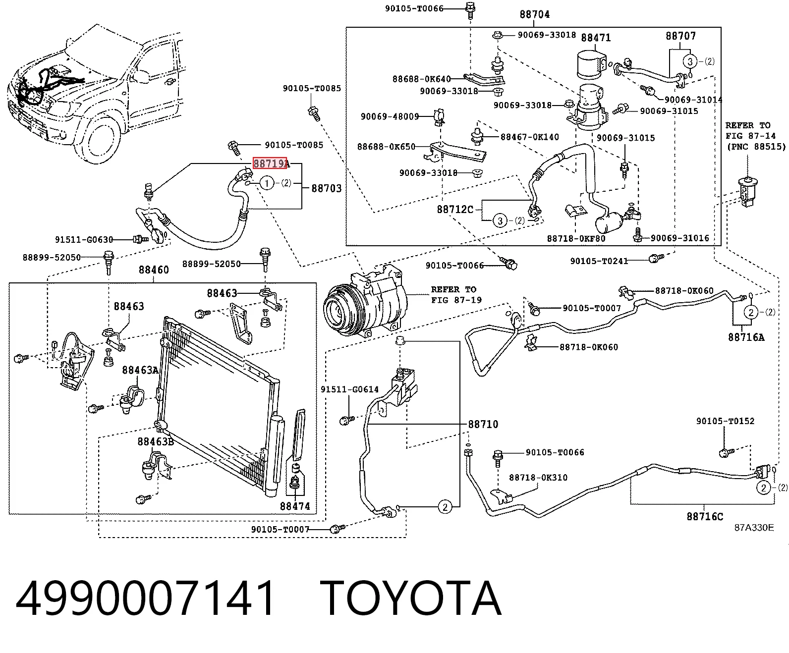 4990007141 Toyota Czujnik ciśnienia bezwzględnego klimatyzacji