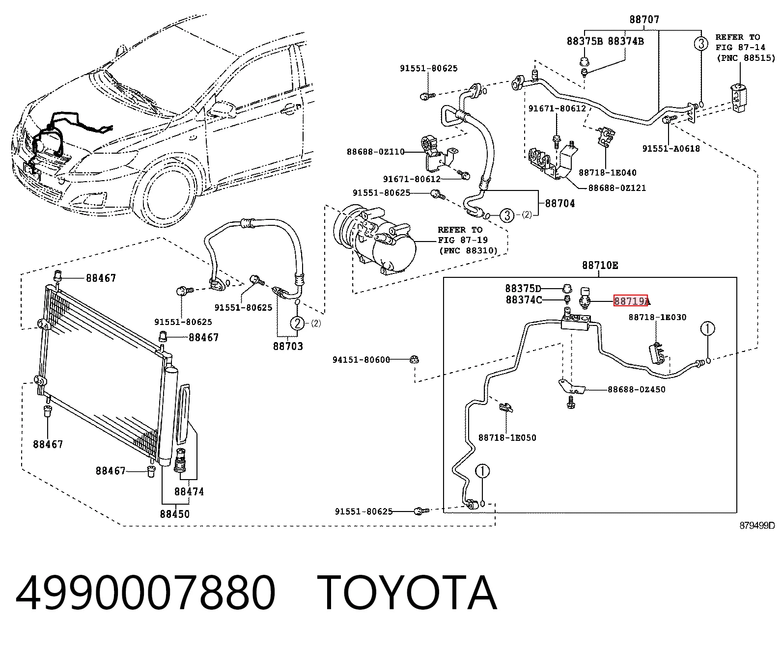 4990007880 Toyota Czujnik ciśnienia bezwzględnego klimatyzacji