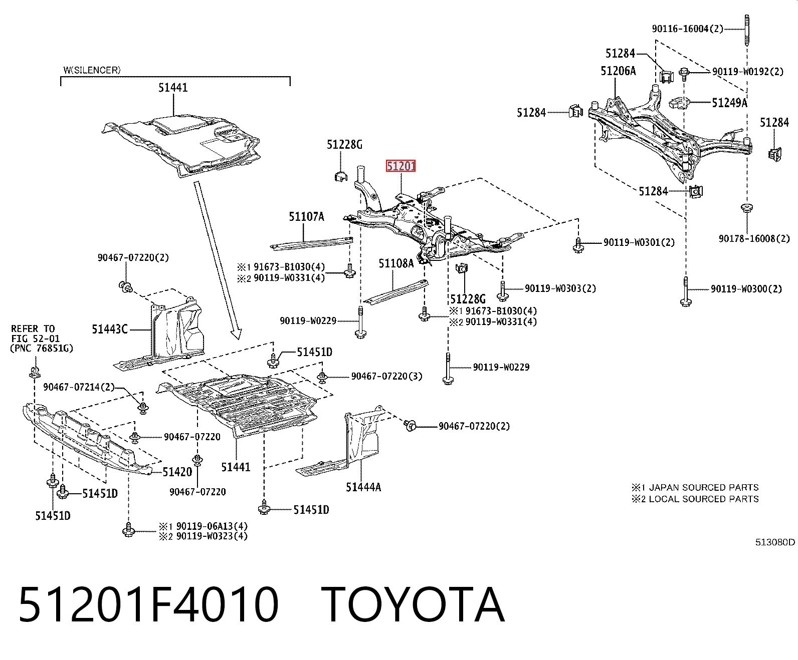 51201F4010 Toyota Korpus osi przedniej