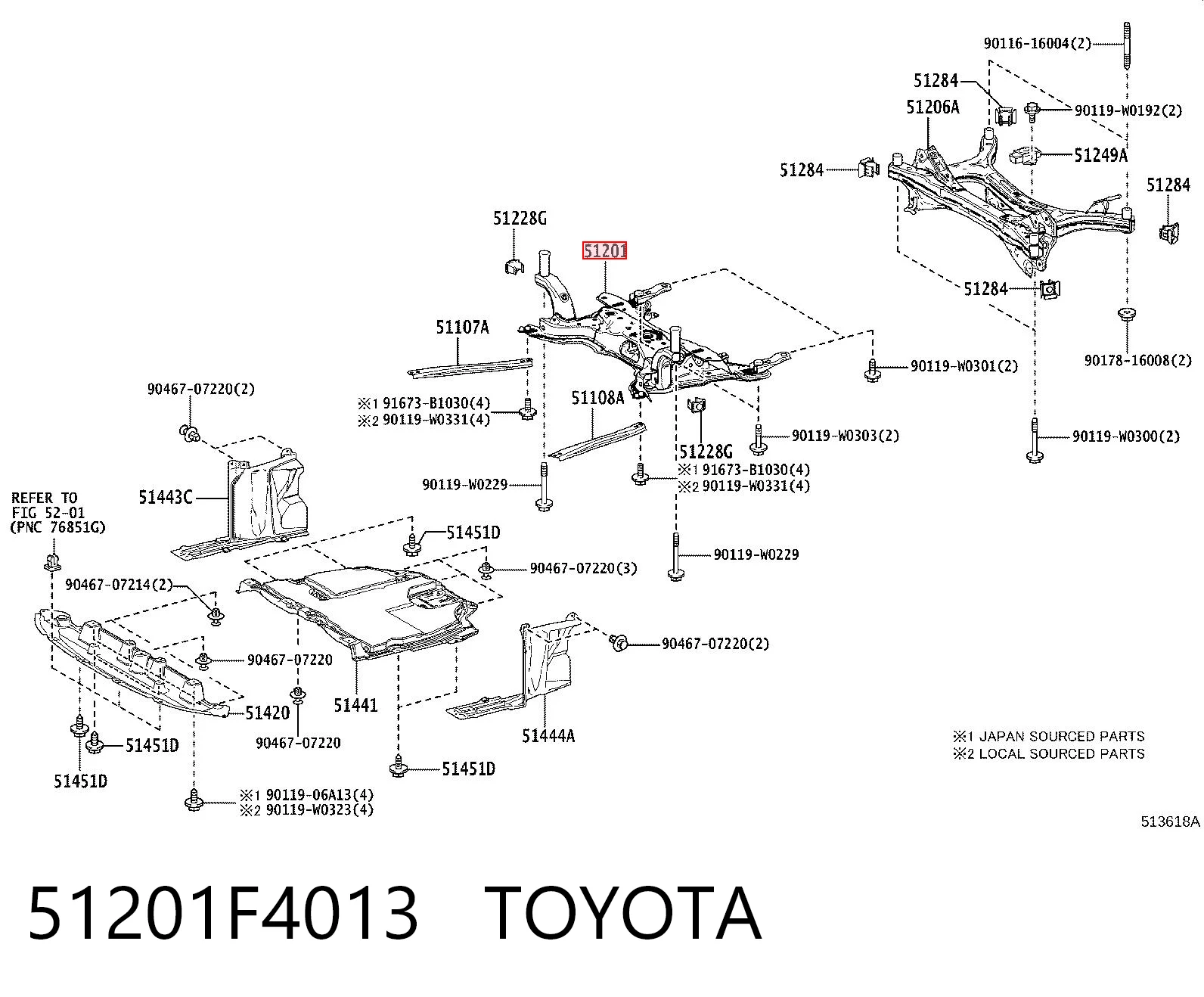 51201F4013 Toyota Korpus osi przedniej