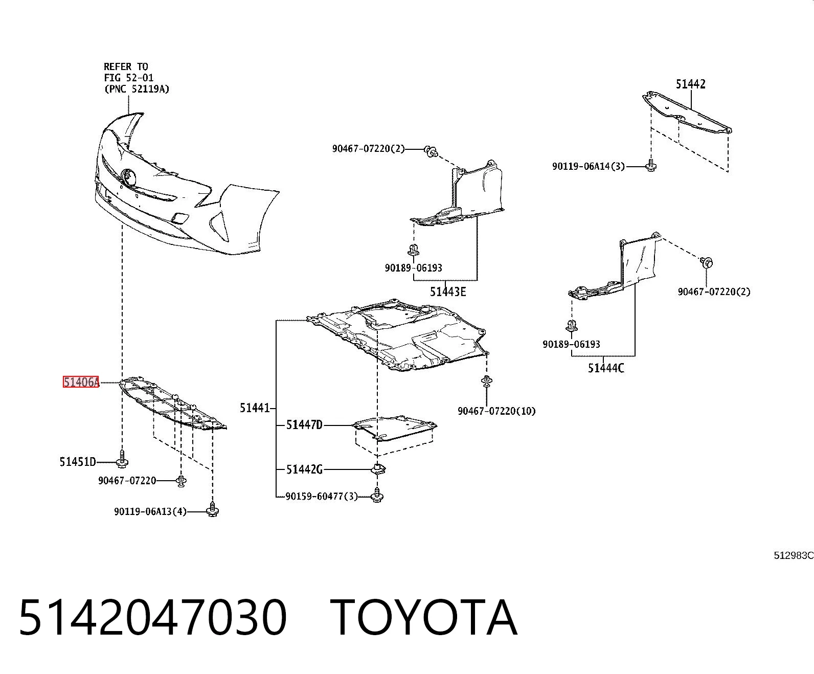 5142047030 Toyota Osłona zderzaka przedniego