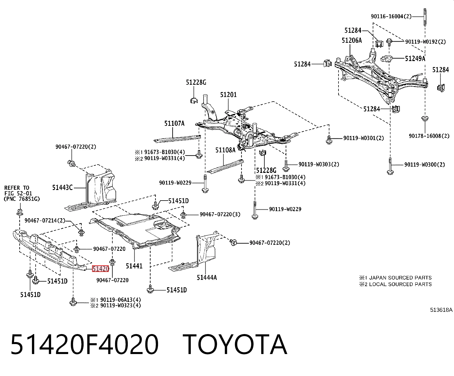 51420F4020 Toyota Osłona silnika przednia