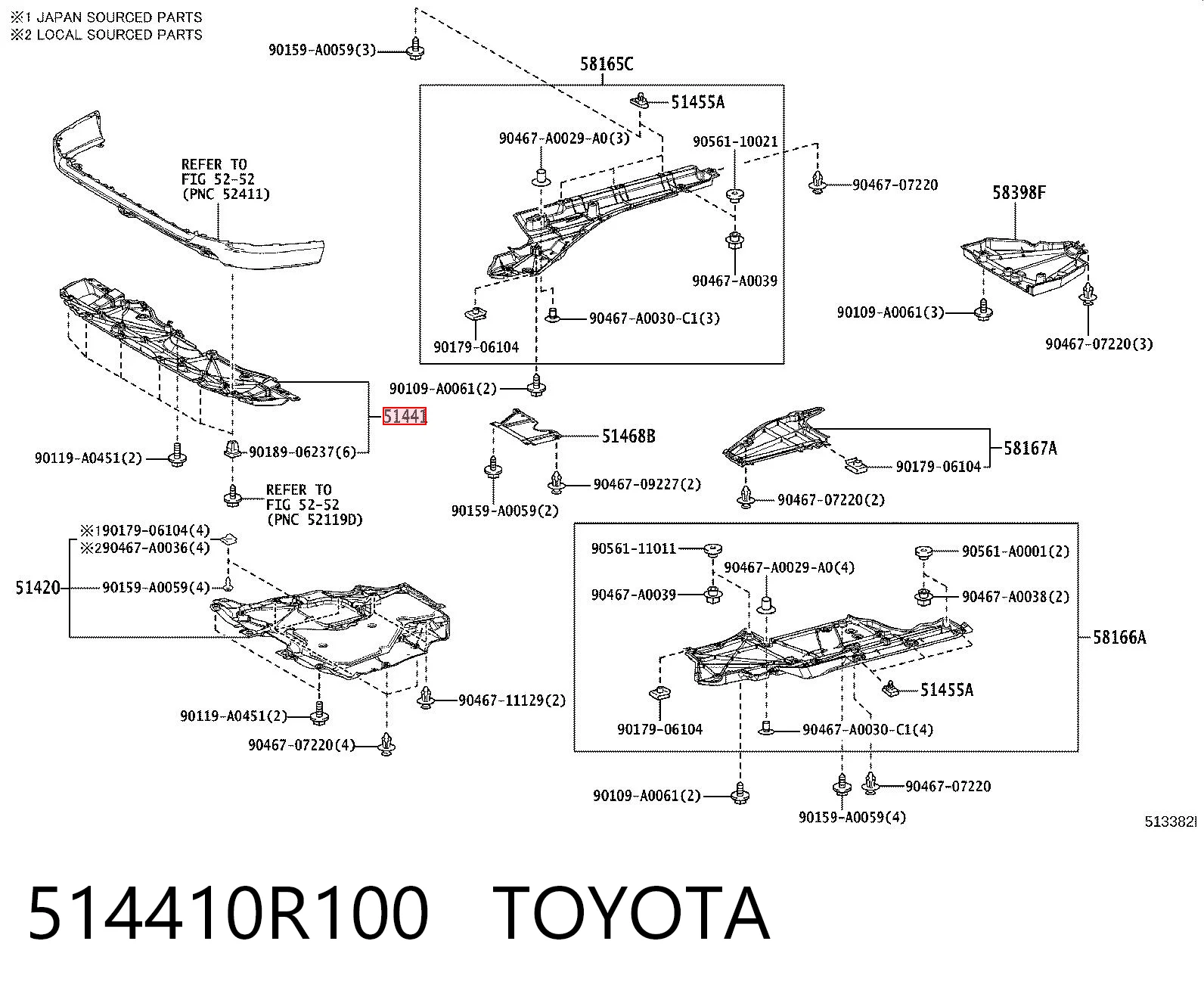 514410R100 Toyota Deflektor zderzaka przedniego