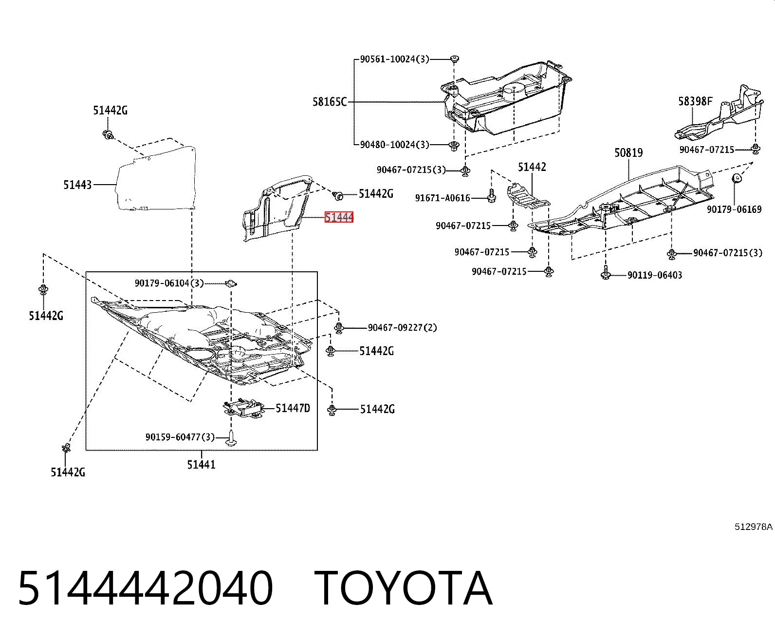 5144442040 Toyota Osłona silnika lewa
