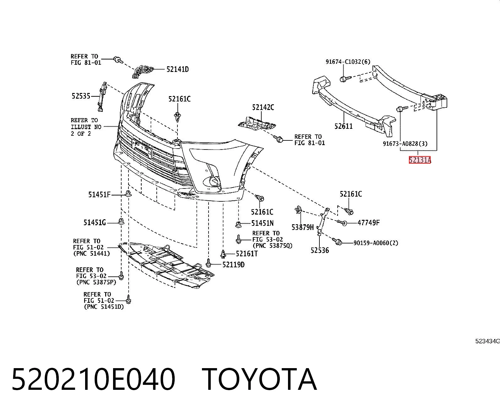 Wzmocnienie zderzaka przedniego do Toyota Highlander III U5