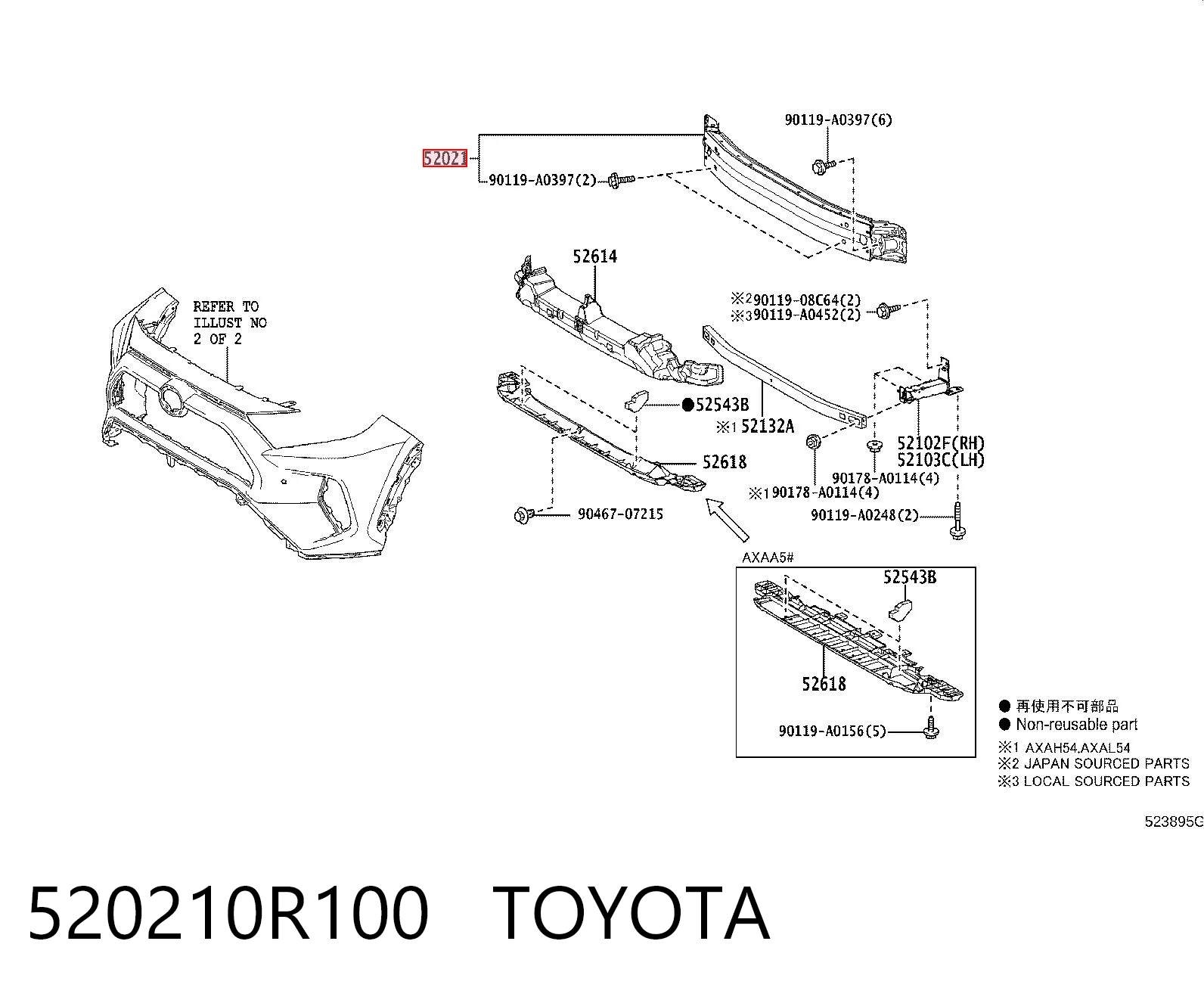 520210R100 Toyota Wzmocnienie zderzaka przedniego