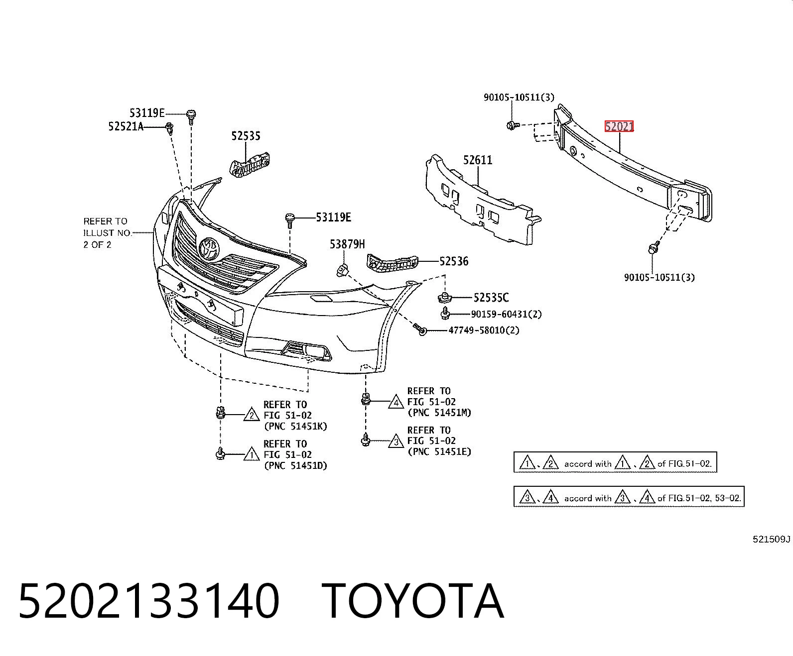 Wzmocnienie zderzaka przedniego do Toyota Camry VI V40