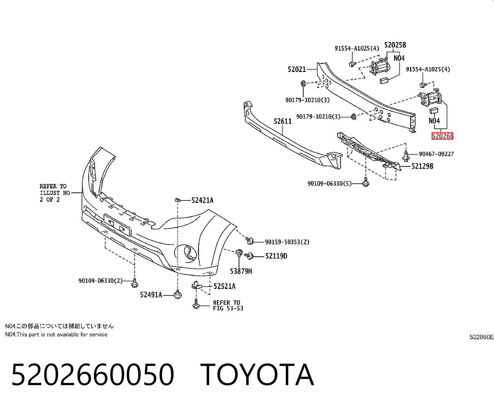 5202660050 Toyota Wspornik wzmocnienia zderzaka przedniego