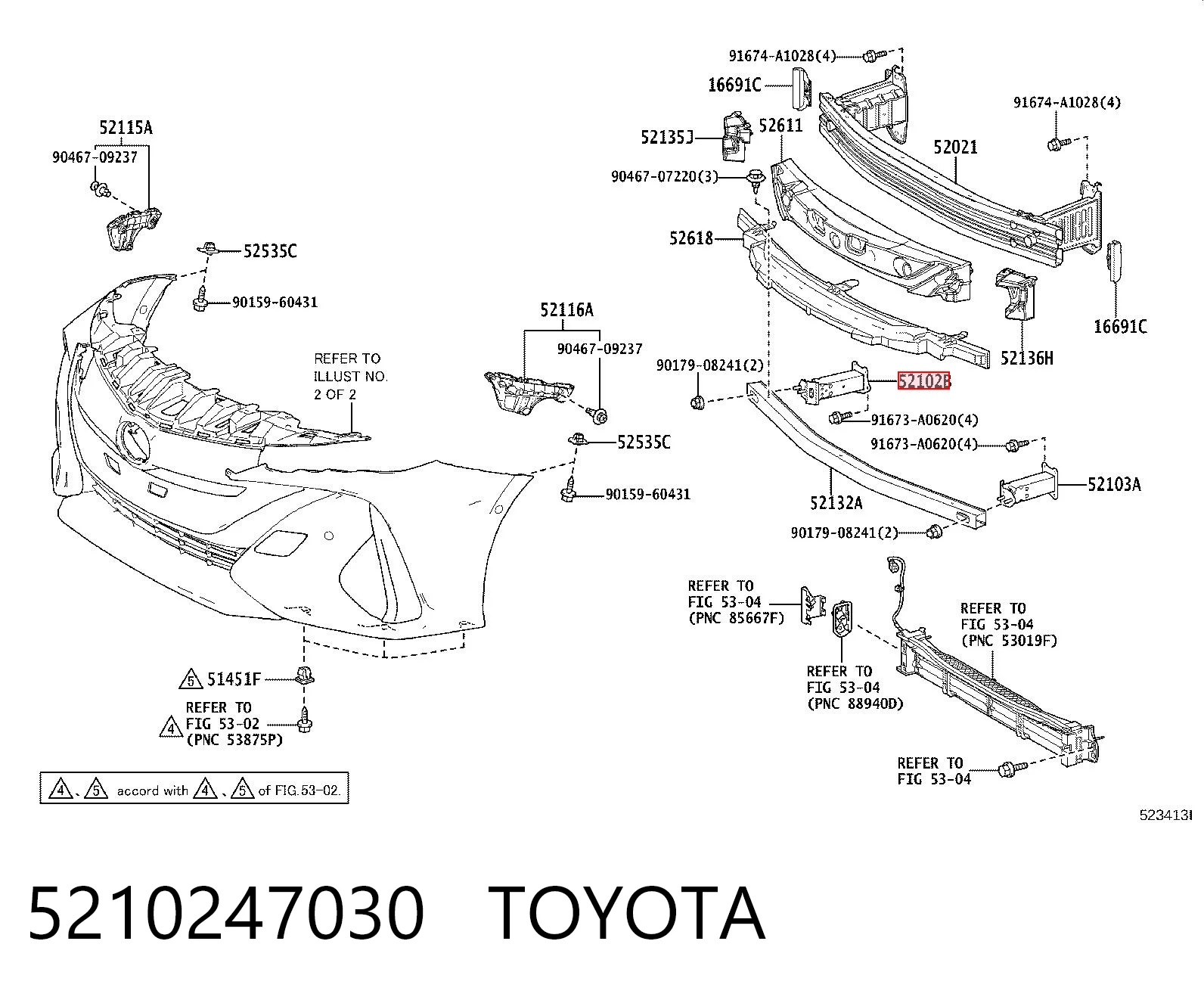 5210247030 Toyota Wspornik wzmocnienia zderzaka przedniego