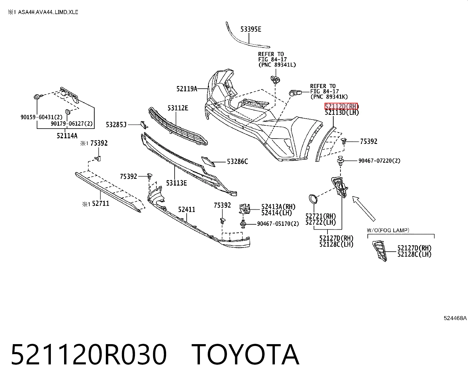 521120R030 Toyota Nakładka na zderzak przedni prawa