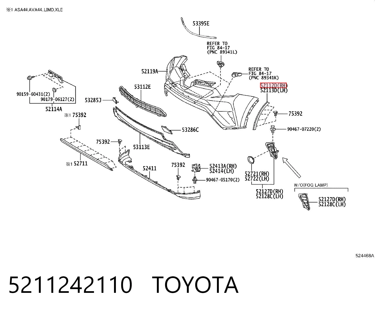 5211242110 Toyota Nakładka na zderzak przedni prawa