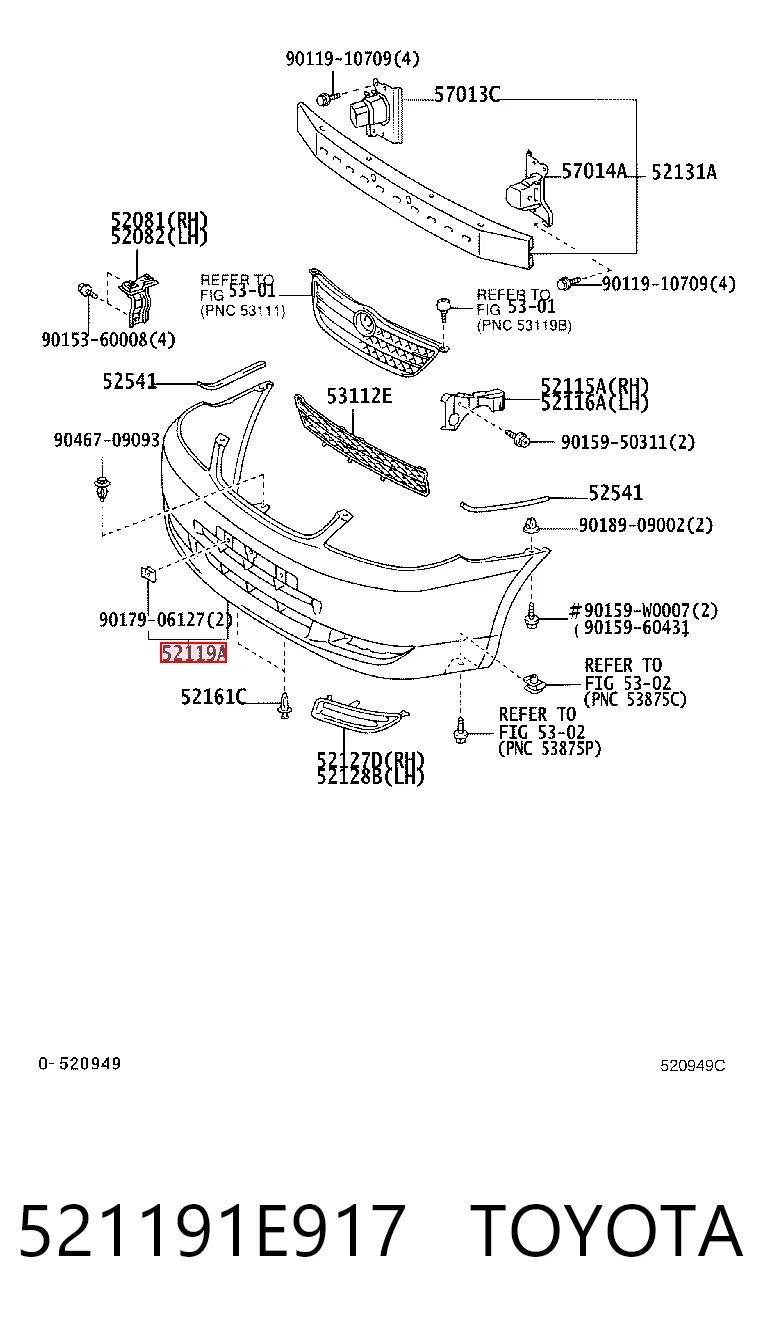Zderzak przedni Toyota Corolla sedana (E12) (2002 - 2006) cena, od 78,26 USD