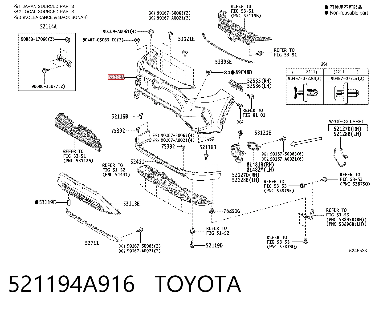 521194A916 Toyota Zderzak przedni