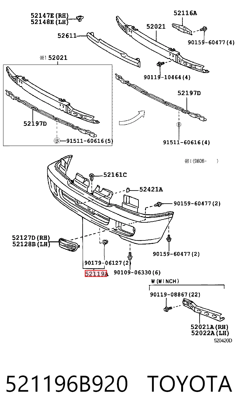 Zderzak przedni Toyota Land Cruiser 90 SUV (J9) (1996 - 2002) cena, od 105,19 USD